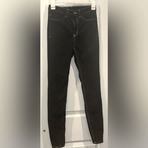 H&M black skinny jeans, high rise with white stitching-women’s size 2